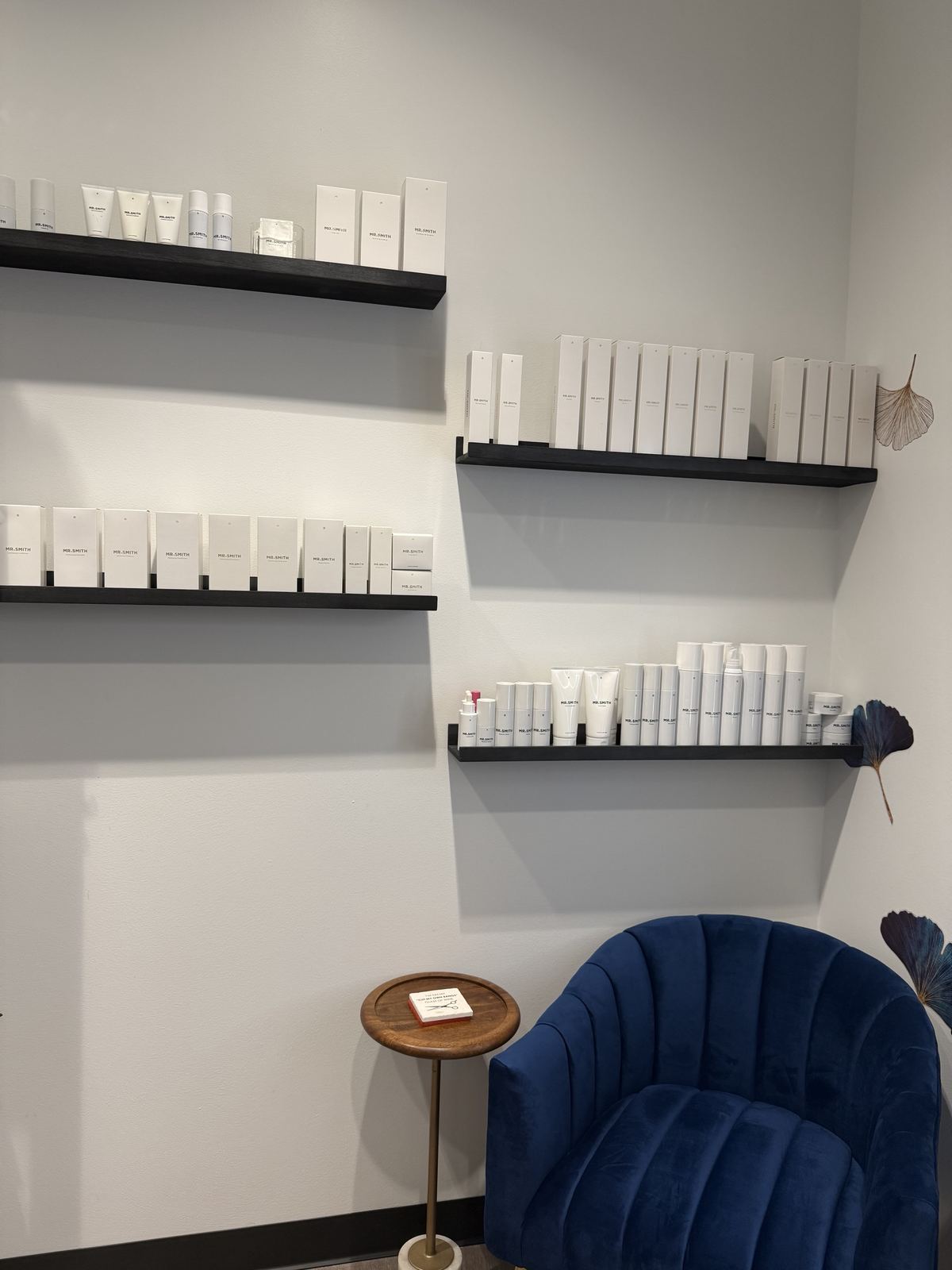 Mr. Smith professional haircare products on display at Hue Boutique Salon